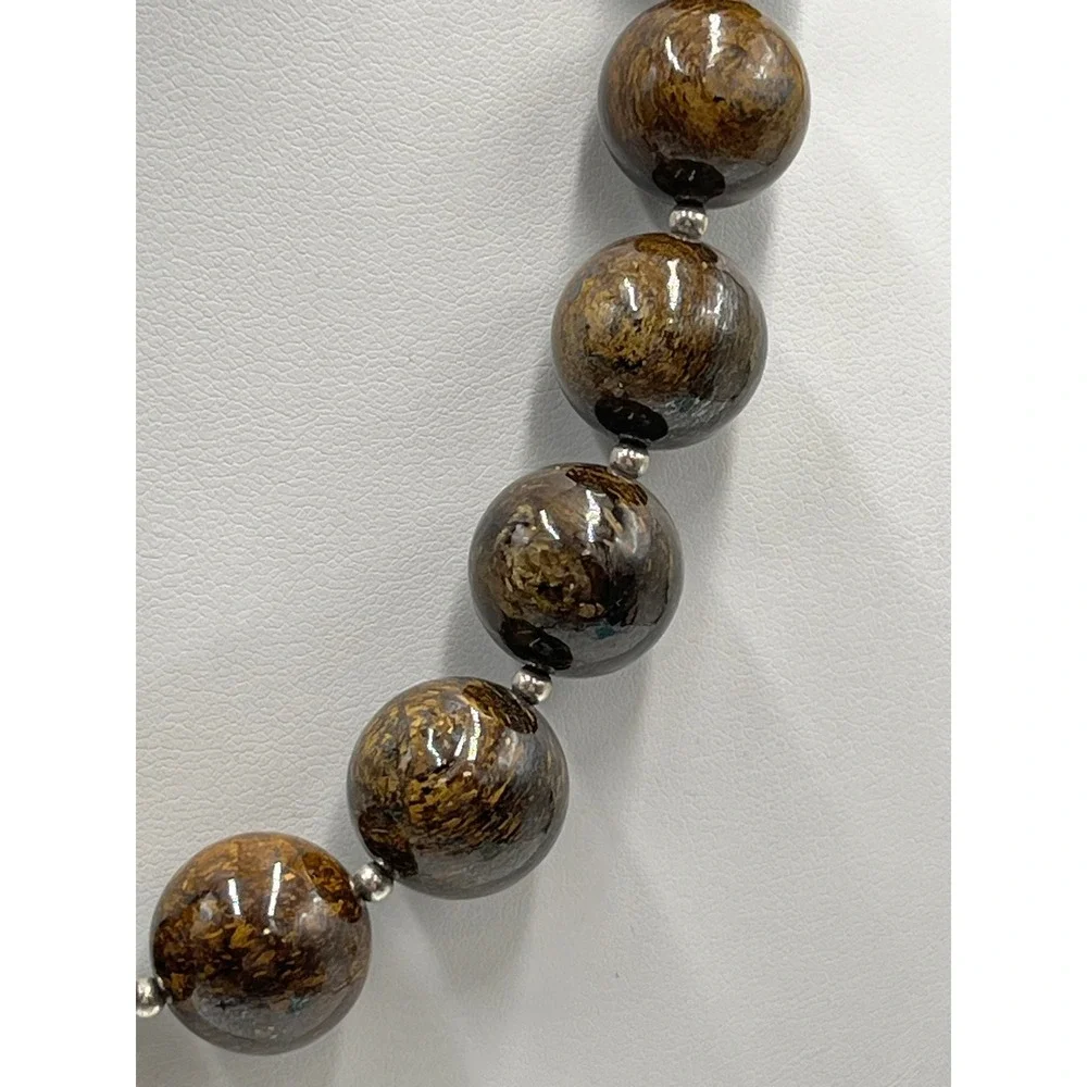 Silpada Bronzite Brown Beaded Retired Sterling Silver Model N1382 Necklace‎